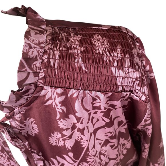 Studio 1886 plum long sleeve pullover blouse with tie closure women's size L - Picture 6 of 9